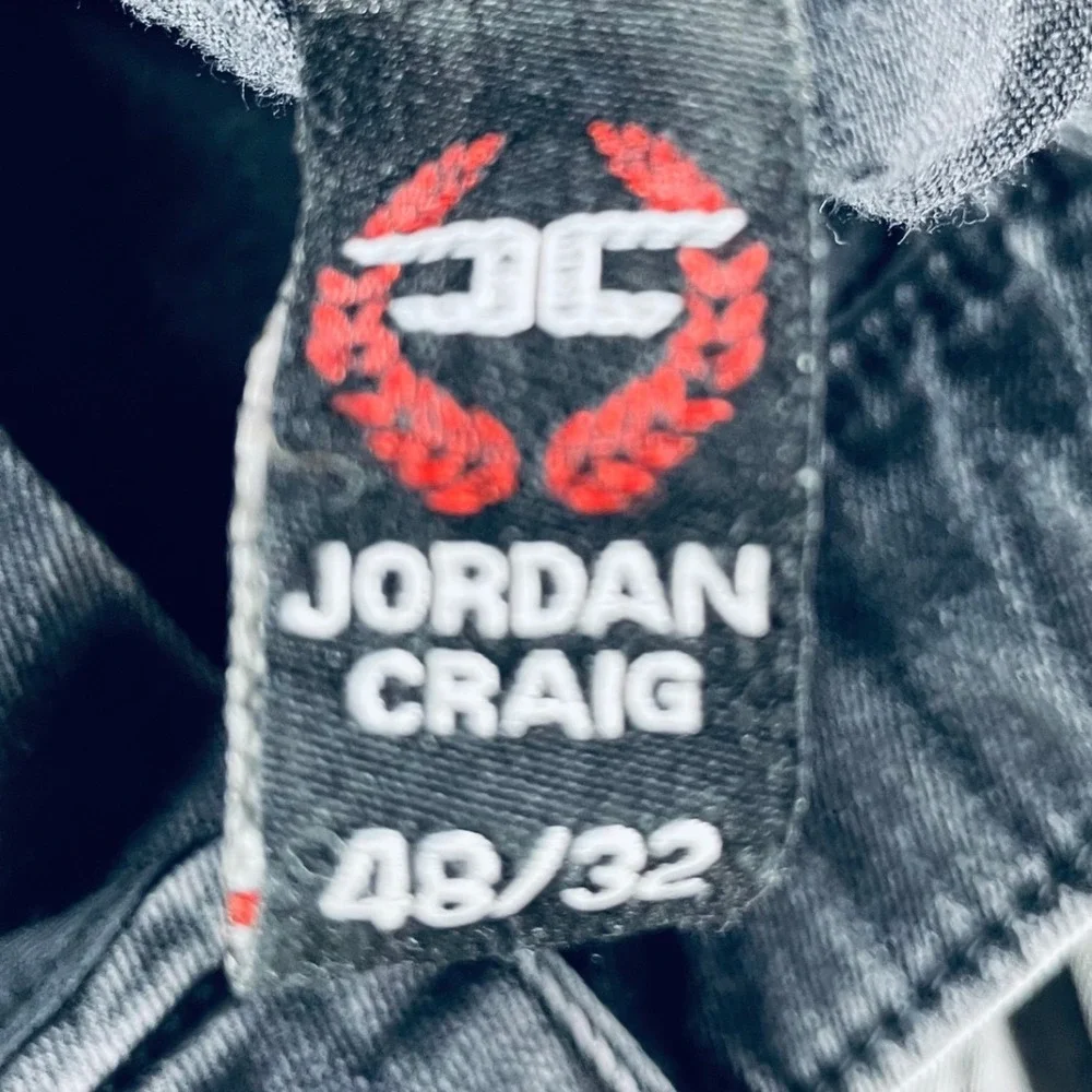 Jordan Craig Aaron Jeans Men 48x32 Distressed Whiskered Faded Black Streetwear